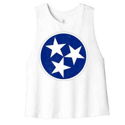 Tennessee Flag Vintage Distressed Women's Racerback Cropped Tank