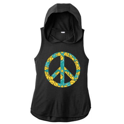 Tennis Peace Sign Ladies PosiCharge Tri-Blend Wicking Draft Hoodie Tank