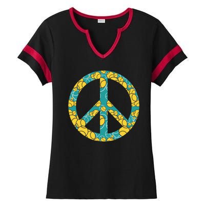 Tennis Peace Sign Ladies Halftime Notch Neck Tee