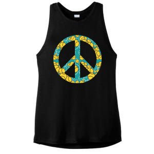 Tennis Peace Sign Ladies PosiCharge Tri-Blend Wicking Tank