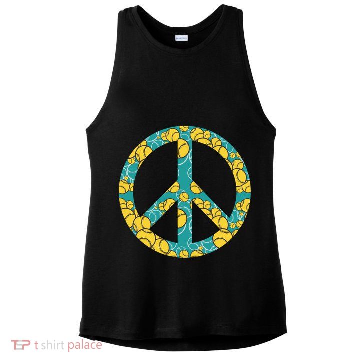 Tennis Peace Sign Ladies PosiCharge Tri-Blend Wicking Tank
