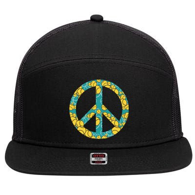 Tennis Peace Sign 7 Panel Mesh Trucker Snapback Hat