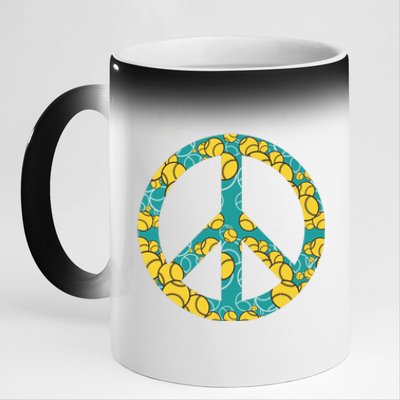 Tennis Peace Sign 11oz Black Color Changing Mug