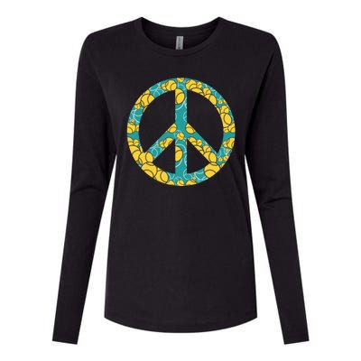 Tennis Peace Sign Womens Cotton Relaxed Long Sleeve T-Shirt