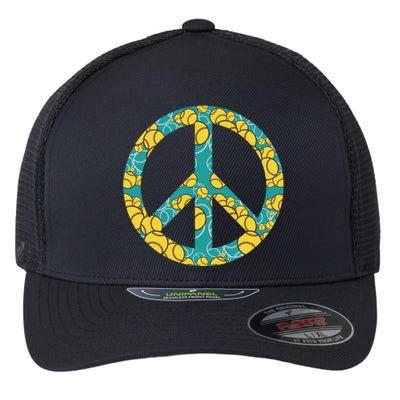 Tennis Peace Sign Flexfit Unipanel Trucker Cap