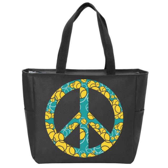 Tennis Peace Sign Zip Tote Bag