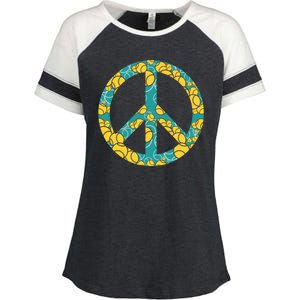 Tennis Peace Sign Enza Ladies Jersey Colorblock Tee