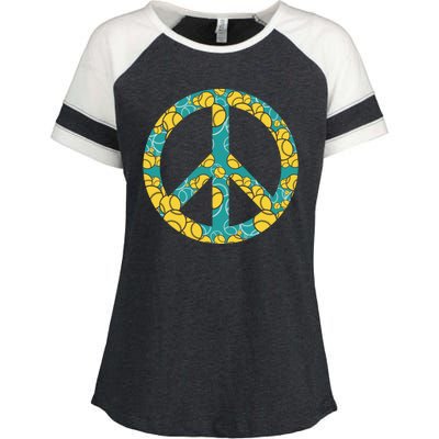 Tennis Peace Sign Enza Ladies Jersey Colorblock Tee