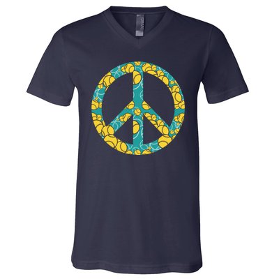 Tennis Peace Sign V-Neck T-Shirt