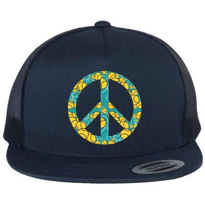 Tennis Peace Sign Flat Bill Trucker Hat