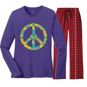 Tennis Peace Sign Women's Long Sleeve Flannel Pajama Set 