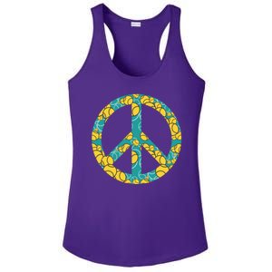 Tennis Peace Sign Ladies PosiCharge Competitor Racerback Tank