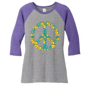 Tennis Peace Sign Women's Tri-Blend 3/4-Sleeve Raglan Shirt