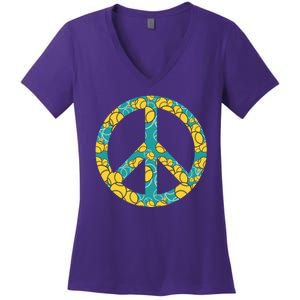 Tennis Peace Sign Women's V-Neck T-Shirt