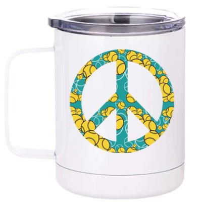 Tennis Peace Sign 12 oz Stainless Steel Tumbler Cup