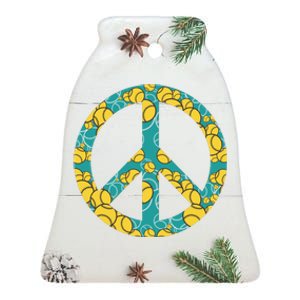 Tennis Peace Sign Ceramic Bell Ornament