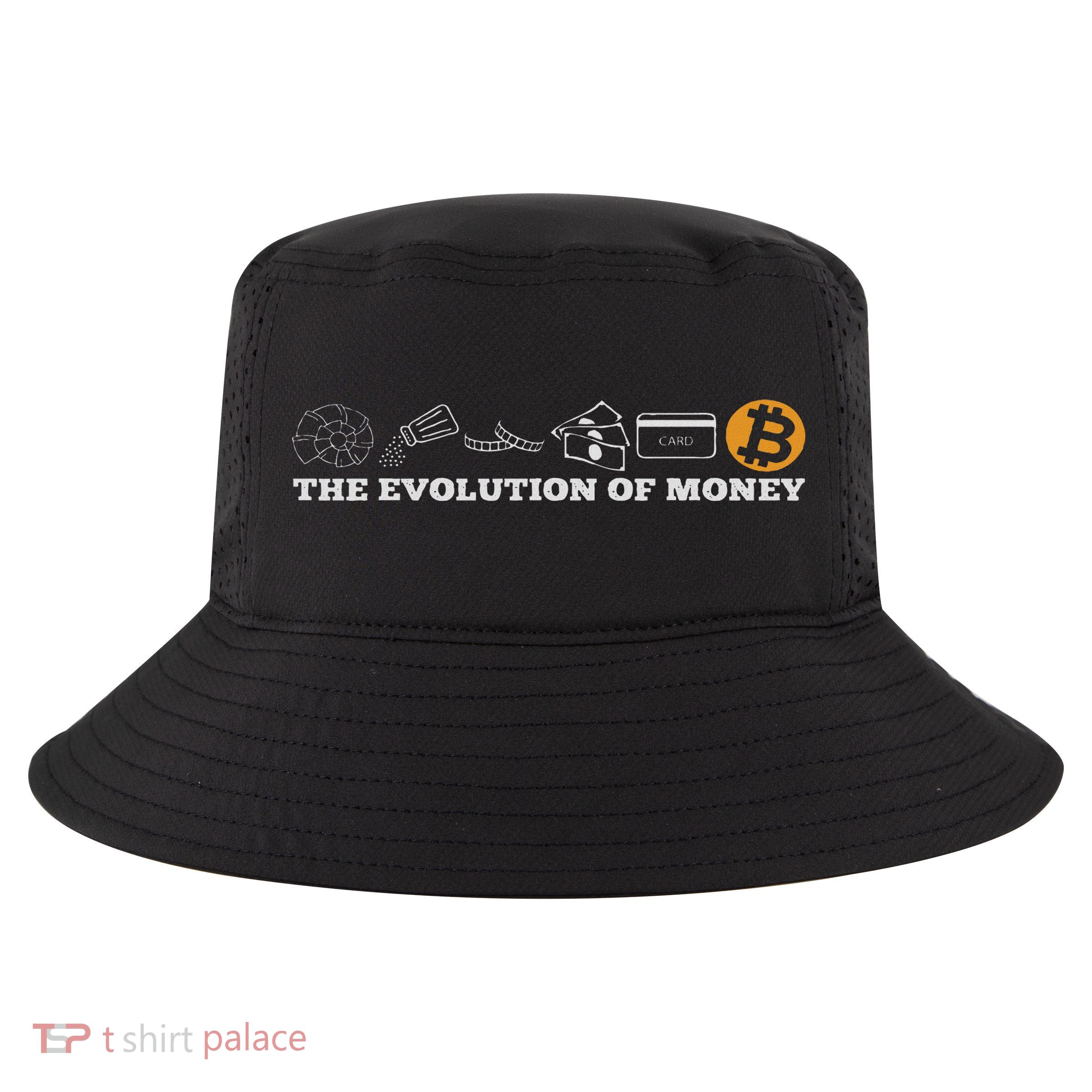 The Evolution Of Money Bitcoin Btc Crypto Cryptocurrency Cool Comfort Performance Bucket Hat