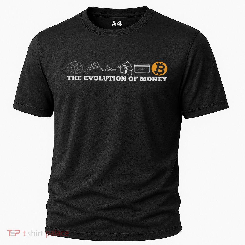 The Evolution Of Money Bitcoin Btc Crypto Cryptocurrency Performance Shirt