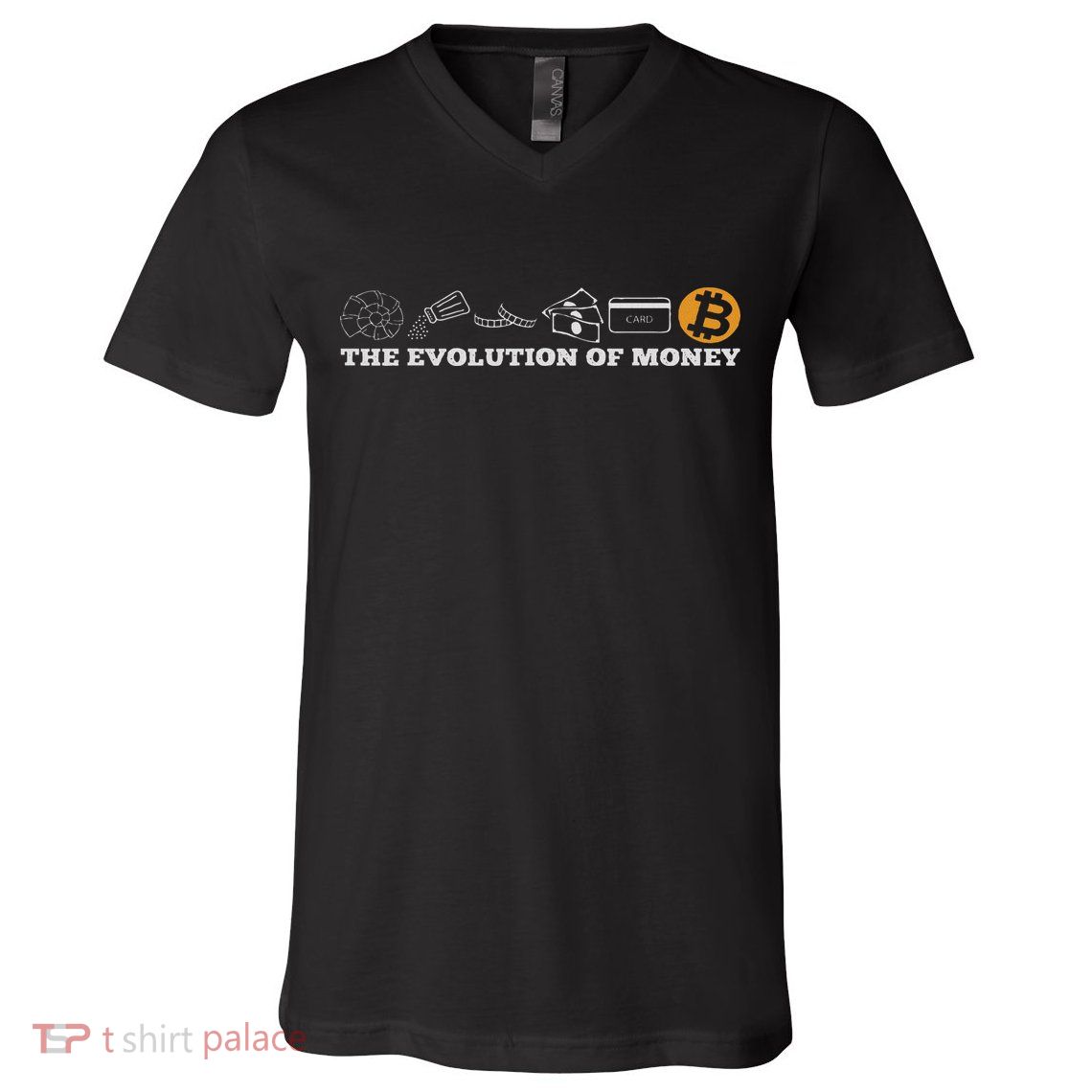The Evolution Of Money Bitcoin Btc Crypto Cryptocurrency V-Neck T-Shirt