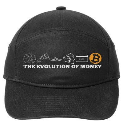 The Evolution Of Money Bitcoin Btc Crypto Cryptocurrency 7-Panel Snapback Hat
