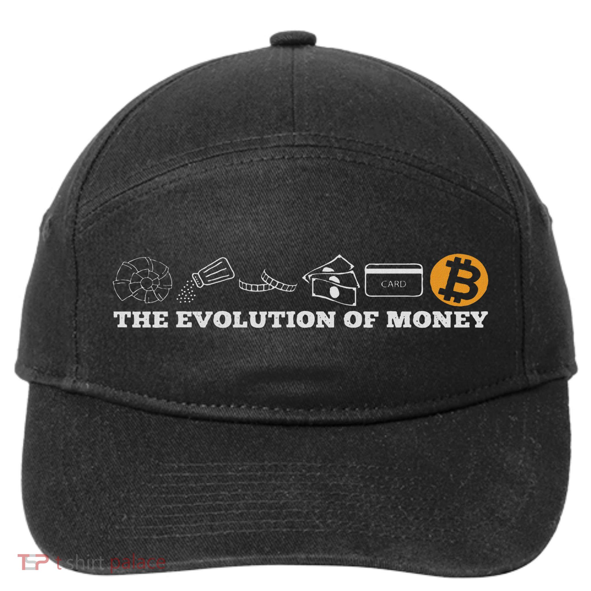 The Evolution Of Money Bitcoin Btc Crypto Cryptocurrency 7-Panel Snapback Hat