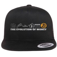 The Evolution Of Money Bitcoin Btc Crypto Cryptocurrency Flat Bill Trucker Hat