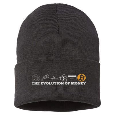 The Evolution Of Money Bitcoin Btc Crypto Cryptocurrency Sustainable Knit Beanie