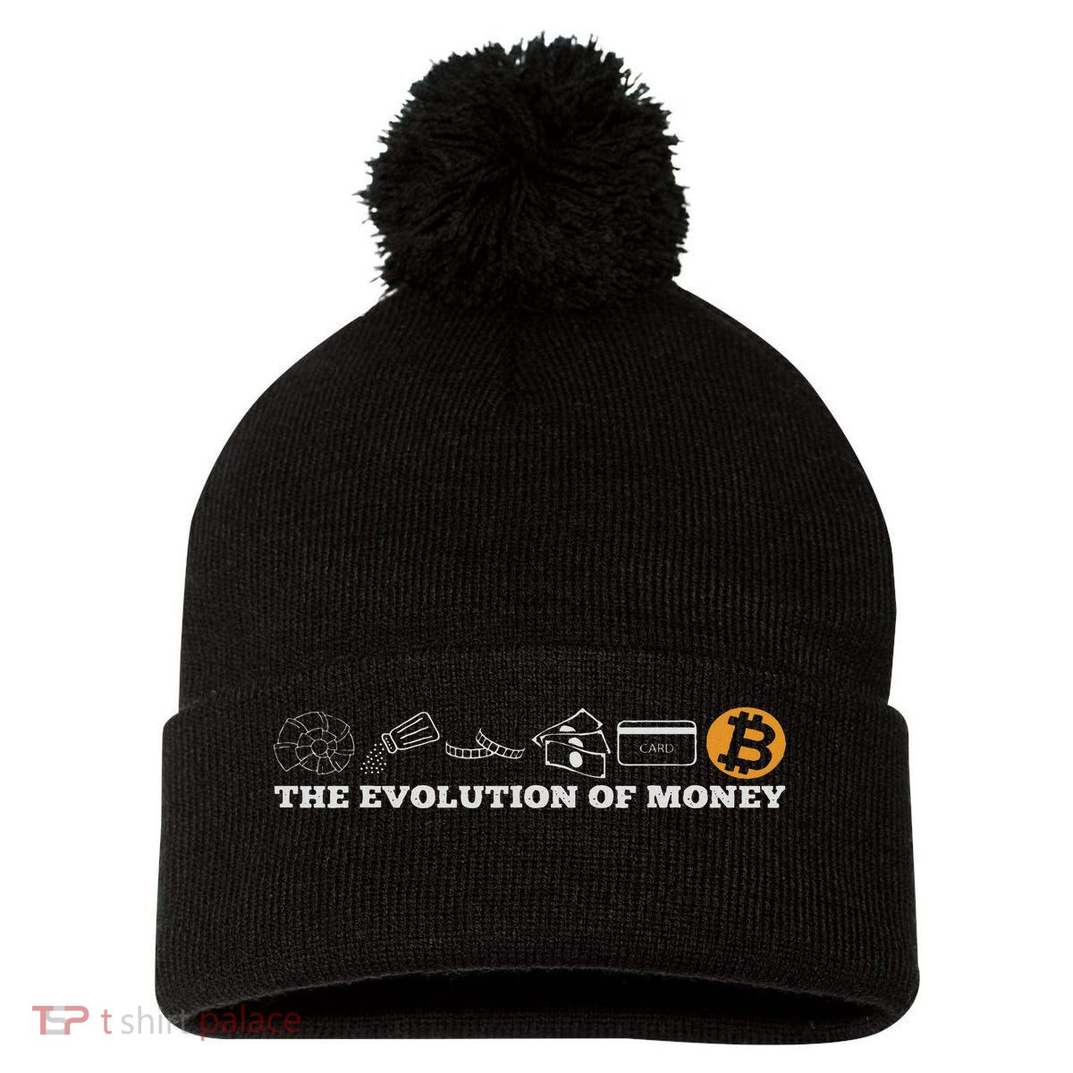 The Evolution Of Money Bitcoin Btc Crypto Cryptocurrency Pom Pom 12in Knit Beanie