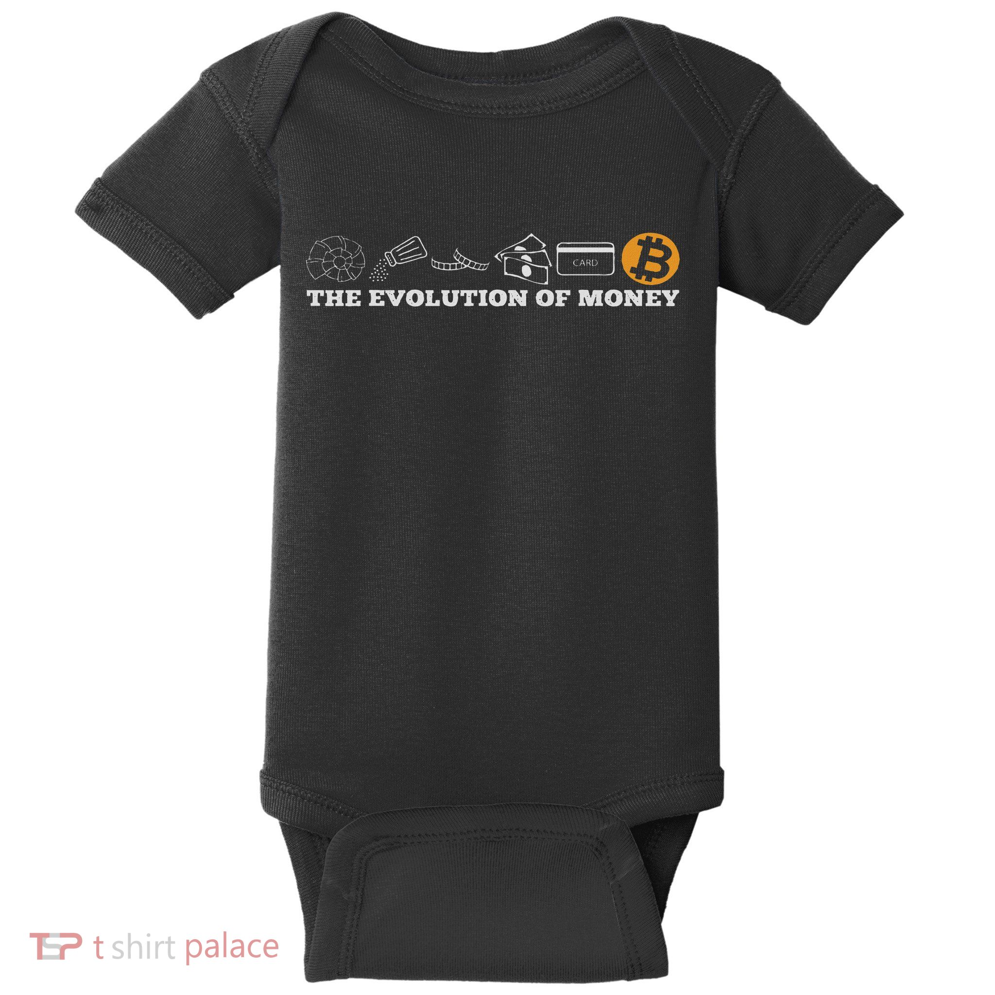 The Evolution Of Money Bitcoin Btc Crypto Cryptocurrency Baby Bodysuit
