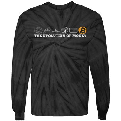The Evolution Of Money Bitcoin Btc Crypto Cryptocurrency Tie-Dye Long Sleeve Shirt
