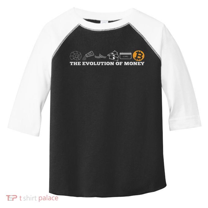 The Evolution Of Money Bitcoin Btc Crypto Cryptocurrency Toddler Fine Jersey T-Shirt