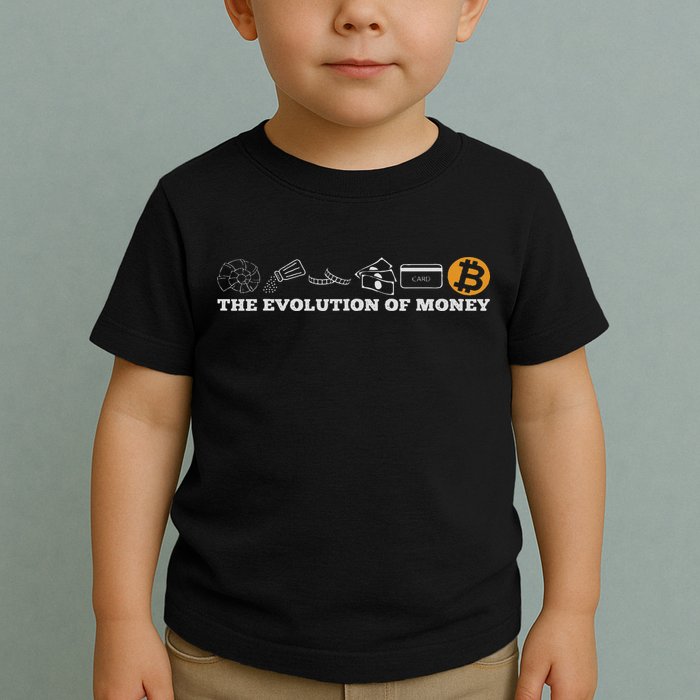 The Evolution Of Money Bitcoin Btc Crypto Cryptocurrency Toddler T-Shirt