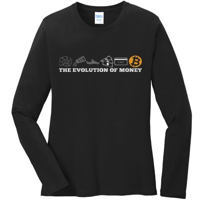 The Evolution Of Money Bitcoin Btc Crypto Cryptocurrency Ladies Long Sleeve Shirt