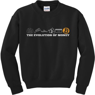 The Evolution Of Money Bitcoin Btc Crypto Cryptocurrency Kids Sweatshirt