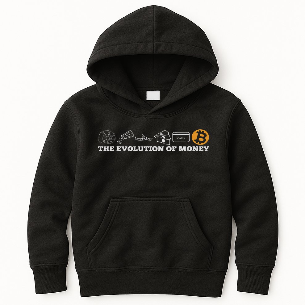 The Evolution Of Money Bitcoin Btc Crypto Cryptocurrency Kids Hoodie