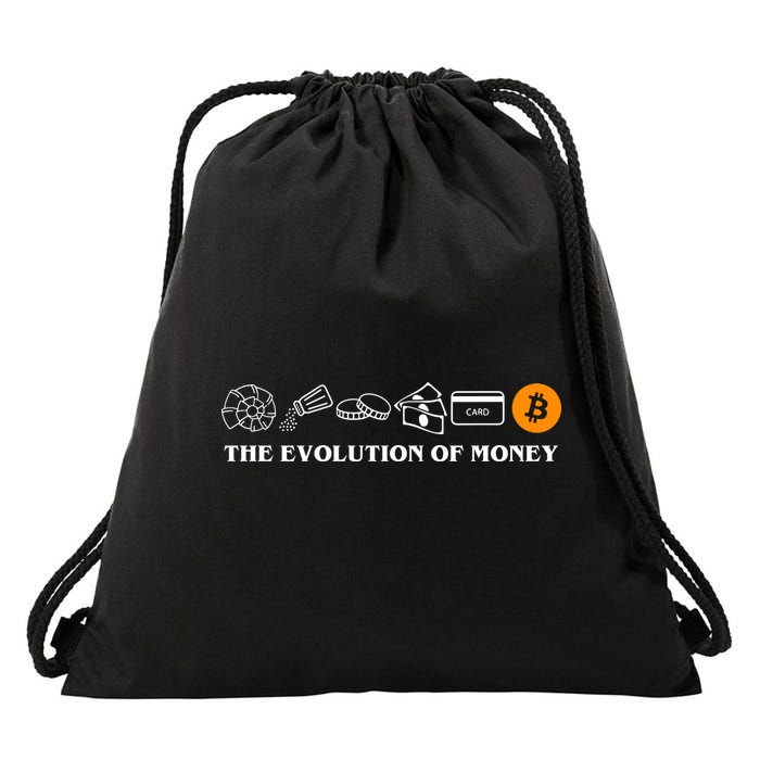 The Evolution Of Money Bitcoin Crypto Drawstring Bag