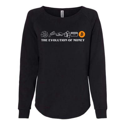 The Evolution Of Money Bitcoin Crypto Womens California Wash Sweatshirt