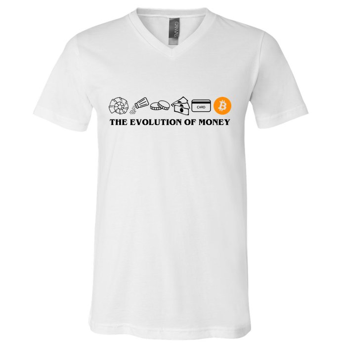 The Evolution Of Money Bitcoin Crypto V-Neck T-Shirt