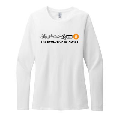 The Evolution Of Money Bitcoin Crypto Womens CVC Long Sleeve Shirt