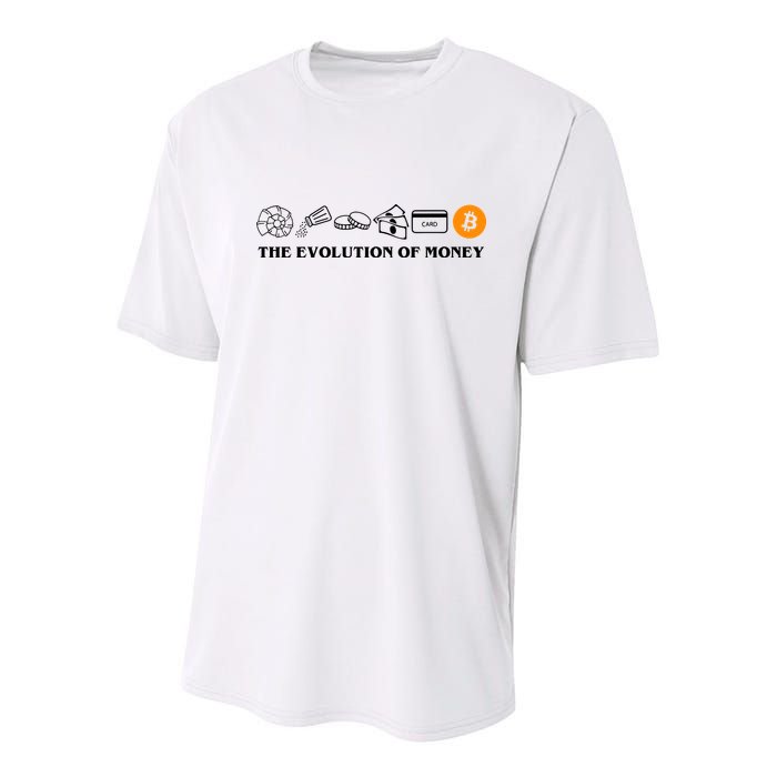 The Evolution Of Money Bitcoin Crypto Youth Performance Sprint T-Shirt