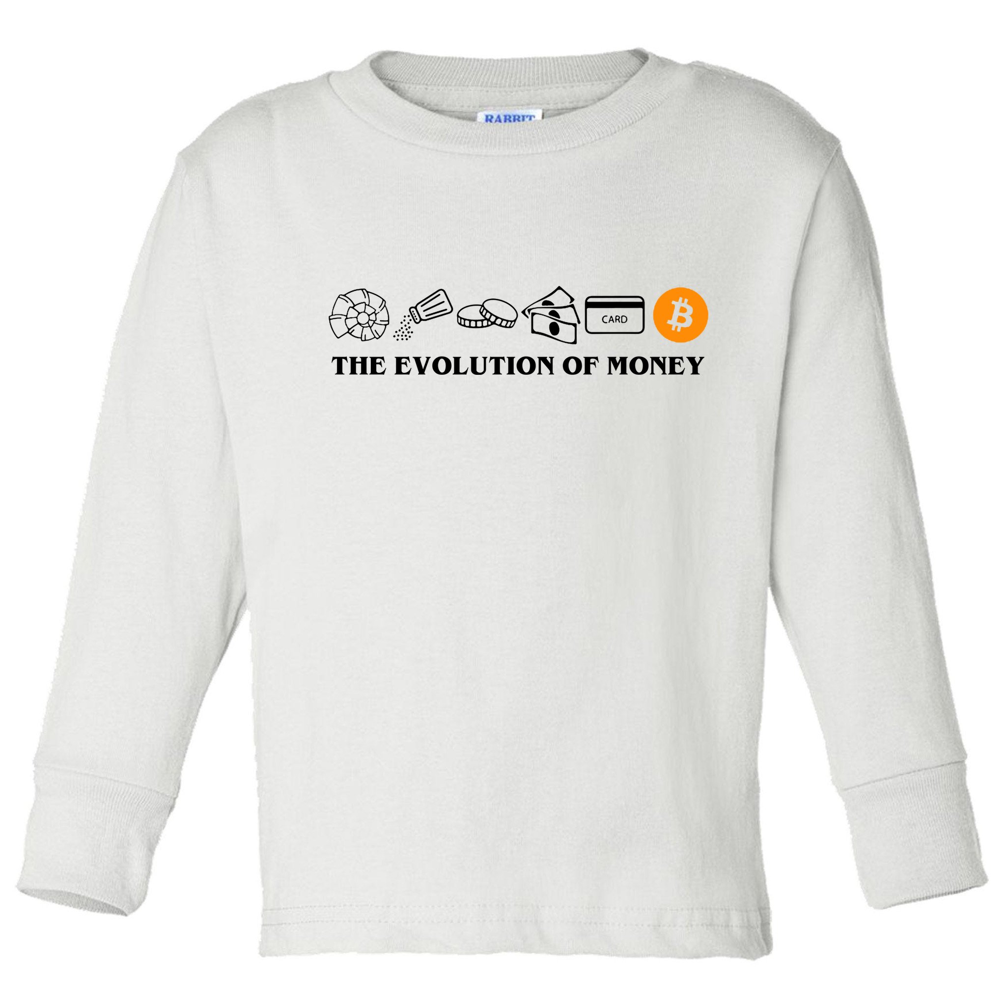 The Evolution Of Money Bitcoin Crypto Toddler Long Sleeve Shirt