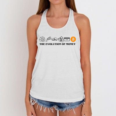 The Evolution Of Money Bitcoin Crypto Women's Knotted Racerback Tank