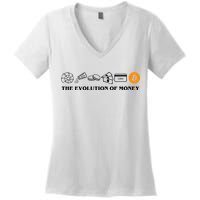 The Evolution Of Money Bitcoin Crypto Women's V-Neck T-Shirt