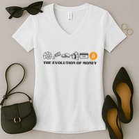 The Evolution Of Money Bitcoin Crypto Women's V-Neck T-Shirt