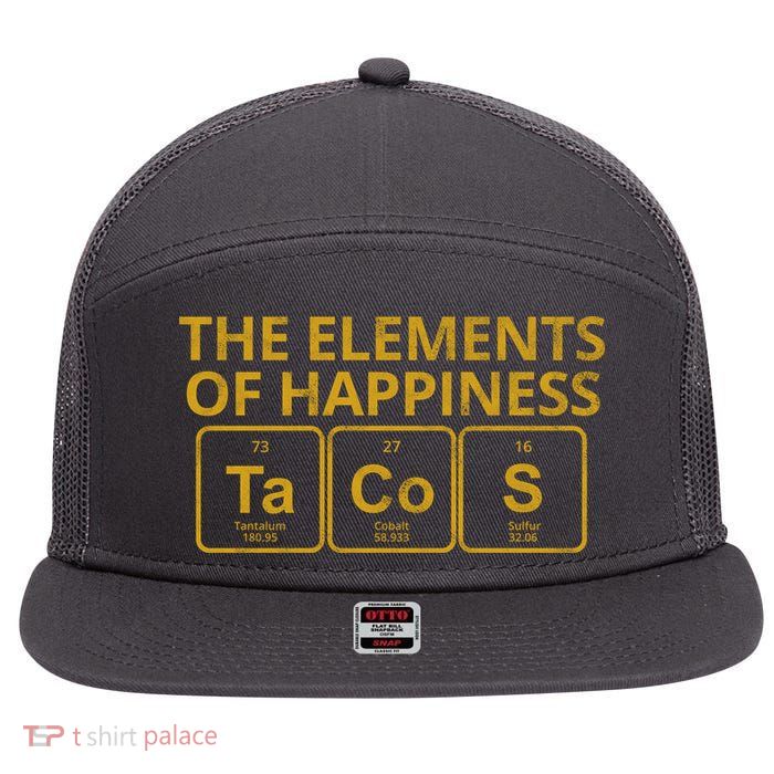 The Elements Of Happiness Taco Lover 7 Panel Mesh Trucker Snapback Hat