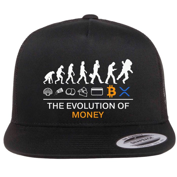 The Evolution Of Money Funny Bitcoin Ripple Xrp To The Moon Flat Bill Trucker Hat
