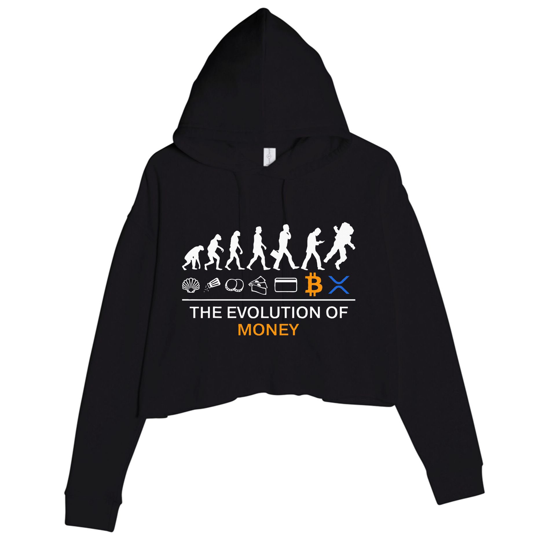 The Evolution Of Money Funny Bitcoin Ripple Xrp To The Moon Crop Fleece Hoodie