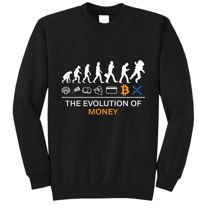 The Evolution Of Money Funny Bitcoin Ripple Xrp To The Moon Tall Sweatshirt