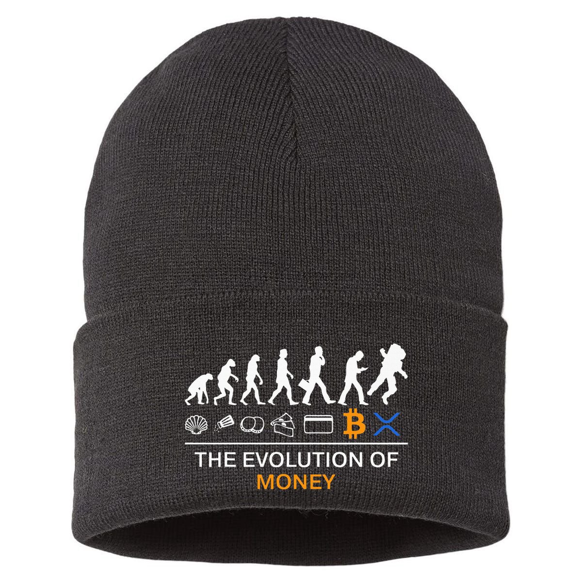 The Evolution Of Money Funny Bitcoin Ripple Xrp To The Moon Sustainable Knit Beanie