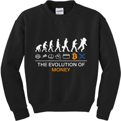 The Evolution Of Money Funny Bitcoin Ripple Xrp To The Moon Kids Sweatshirt